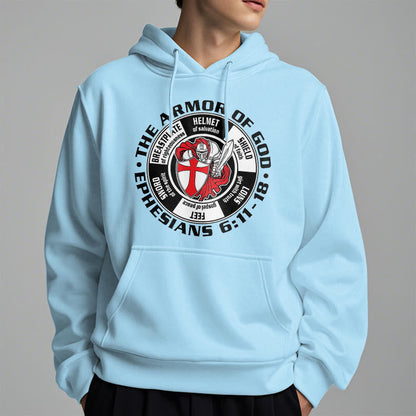 Modern Colored Style Crusader Knight Armor of God Fleece Lined Polyester Hoodie