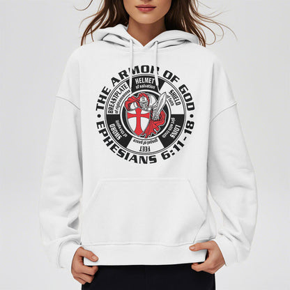 Modern Colored Style Crusader Knight Armor of God Fleece Lined Polyester Hoodie