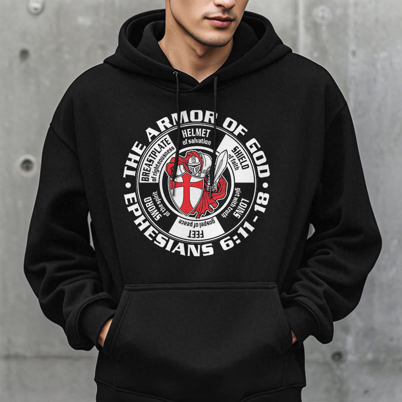 Modern Colored Style Crusader Knight Armor of God Fleece Lined Polyester Hoodie