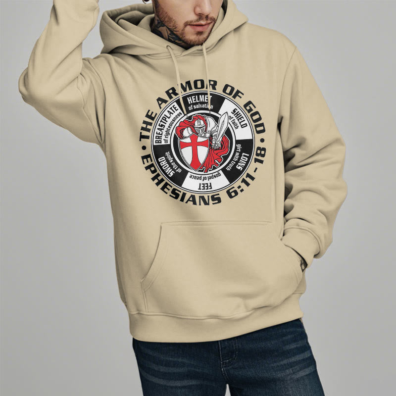 Modern Colored Style Crusader Knight Armor of God Fleece Lined Polyester Hoodie