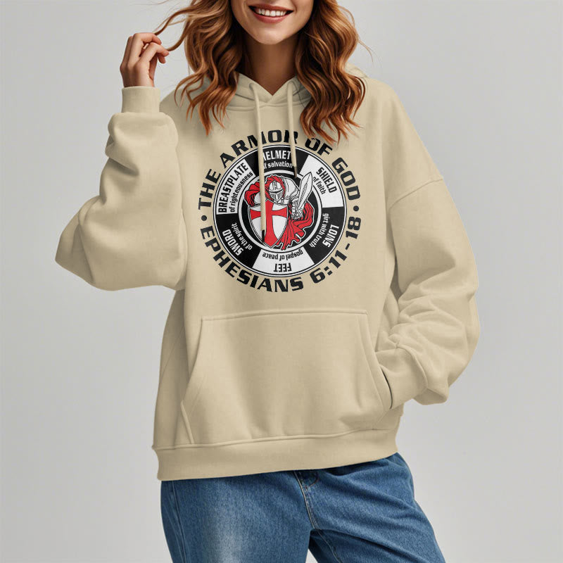 Modern Colored Style Crusader Knight Armor of God Fleece Lined Polyester Hoodie