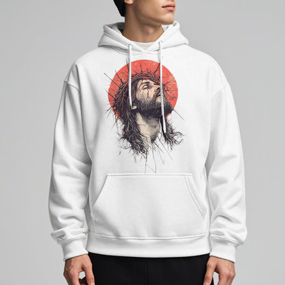 Classic Colored Style Jesus Crown of Thorns Fleece Lined Polyester Hoodie