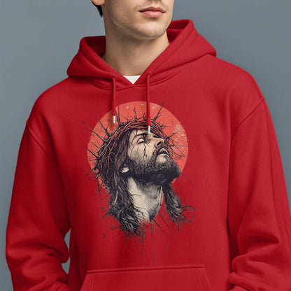 Classic Colored Style Jesus Crown of Thorns Fleece Lined Polyester Hoodie