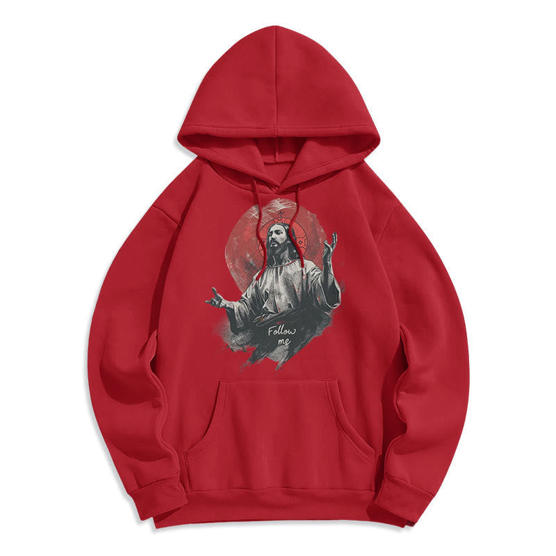 Classic Style Jesus Halo Follow Me Fleece Lined Polyester Hoodie