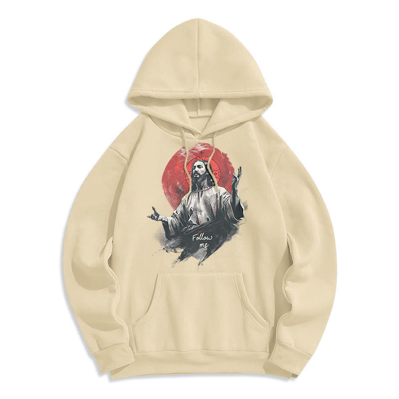 Classic Style Jesus Halo Follow Me Fleece Lined Polyester Hoodie