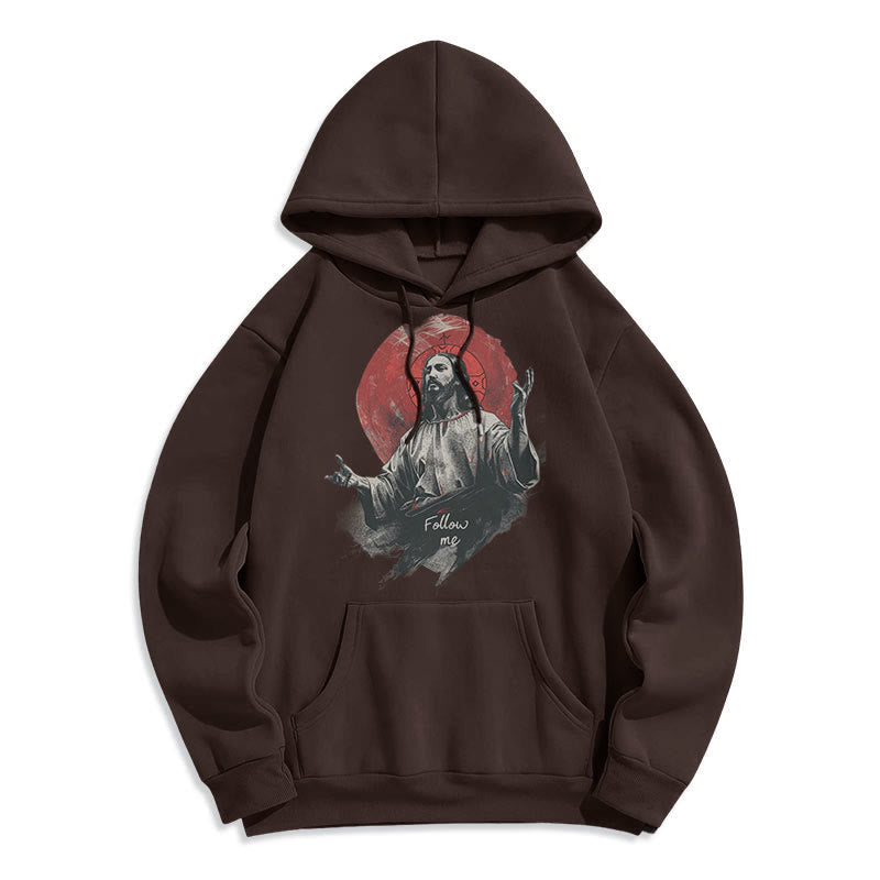 Classic Style Jesus Halo Follow Me Fleece Lined Polyester Hoodie