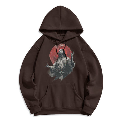 Classic Style Jesus Halo Follow Me Fleece Lined Polyester Hoodie