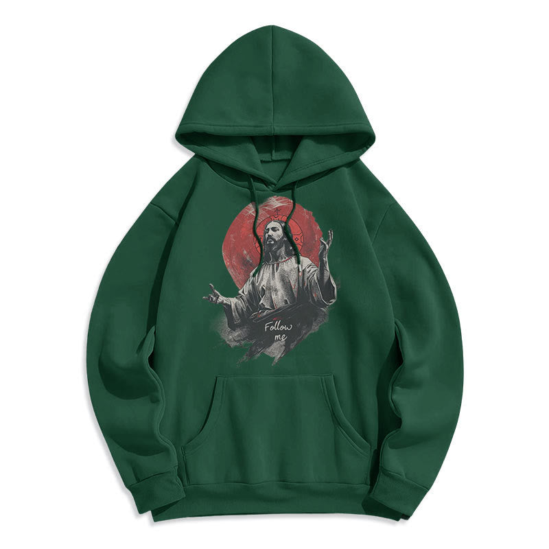 Classic Style Jesus Halo Follow Me Fleece Lined Polyester Hoodie