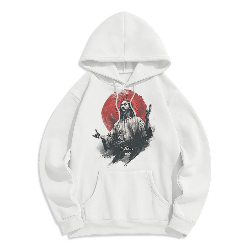 Classic Style Jesus Halo Follow Me Fleece Lined Polyester Hoodie