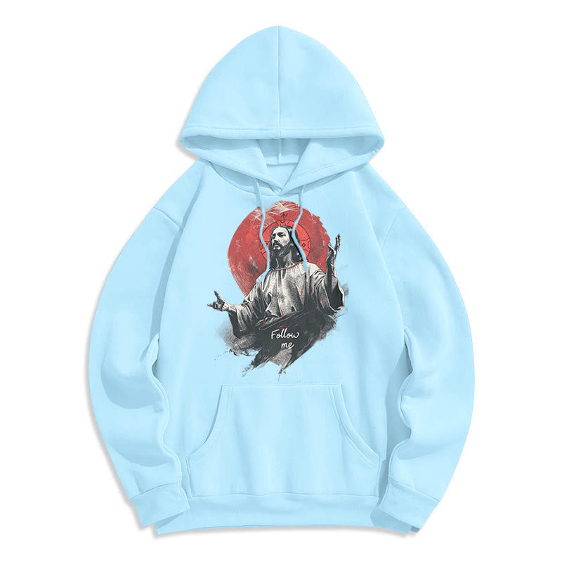 Classic Style Jesus Halo Follow Me Fleece Lined Polyester Hoodie
