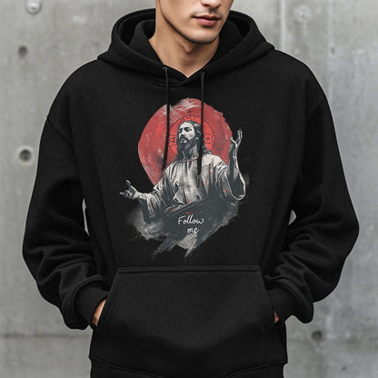 Classic Style Jesus Halo Follow Me Fleece Lined Polyester Hoodie