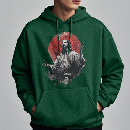 Classic Style Jesus Halo Follow Me Fleece Lined Polyester Hoodie