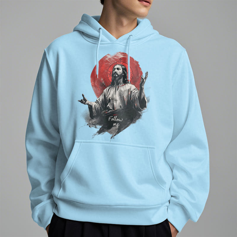 Classic Style Jesus Halo Follow Me Fleece Lined Polyester Hoodie