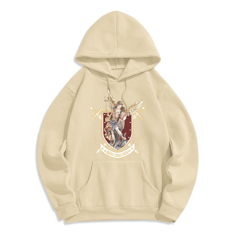 Classic Style Saint Michael the Archangel Fleece Lined Polyester Hoodie