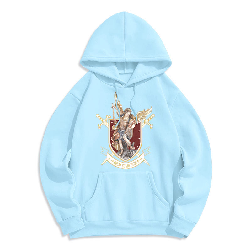 Classic Style Saint Michael the Archangel Fleece Lined Polyester Hoodie