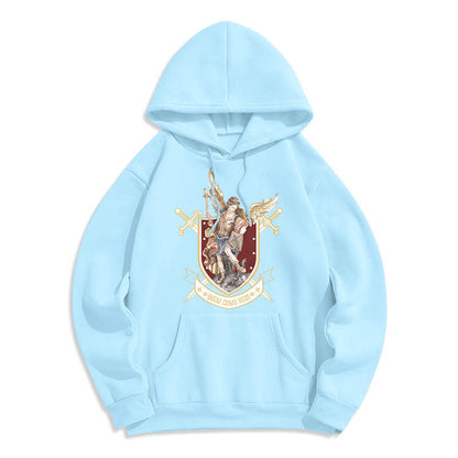 Classic Style Saint Michael the Archangel Fleece Lined Polyester Hoodie