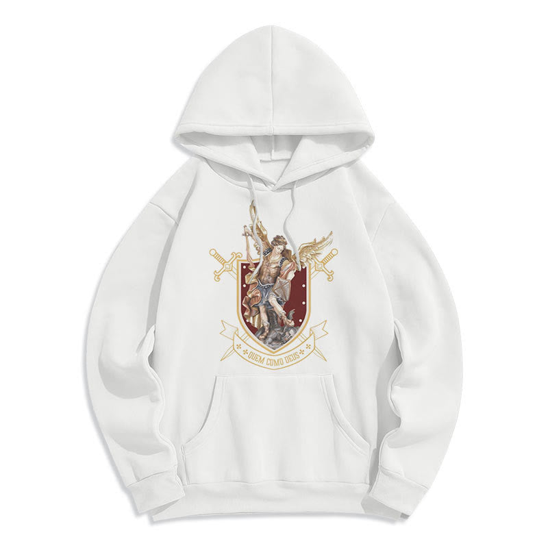 Classic Style Saint Michael the Archangel Fleece Lined Polyester Hoodie