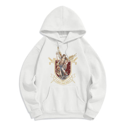 Classic Style Saint Michael the Archangel Fleece Lined Polyester Hoodie