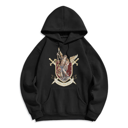 Classic Style Saint Michael the Archangel Fleece Lined Polyester Hoodie
