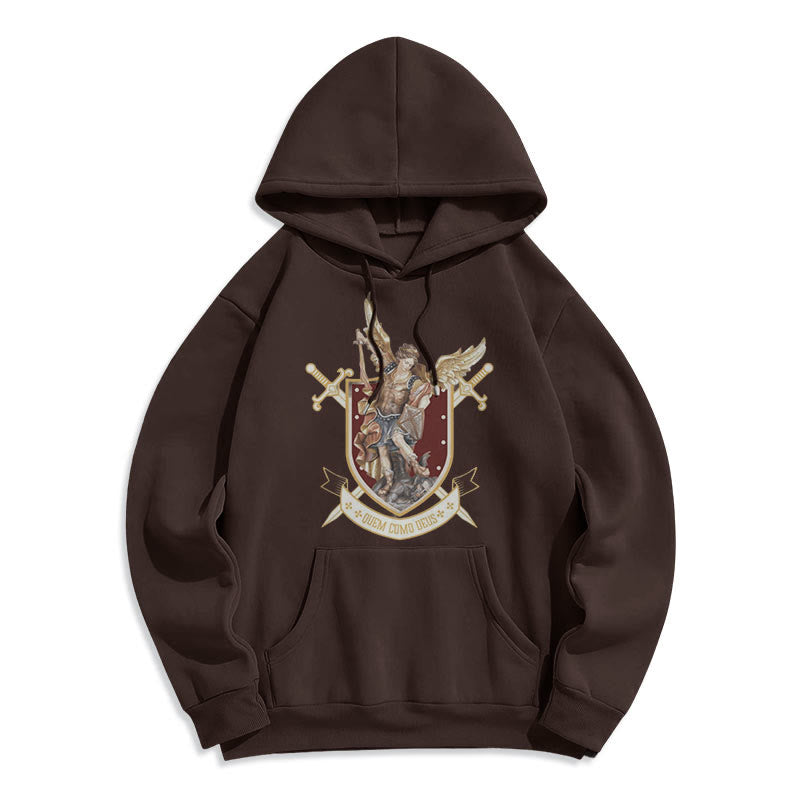 Classic Style Saint Michael the Archangel Fleece Lined Polyester Hoodie