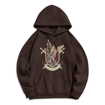 Classic Style Saint Michael the Archangel Fleece Lined Polyester Hoodie