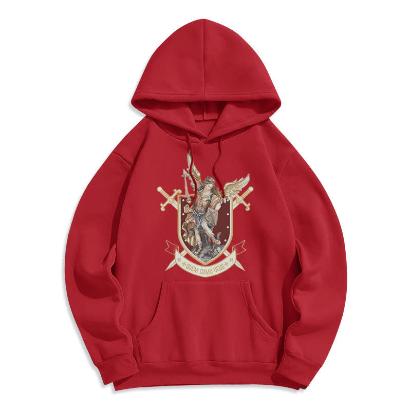 Classic Style Saint Michael the Archangel Fleece Lined Polyester Hoodie