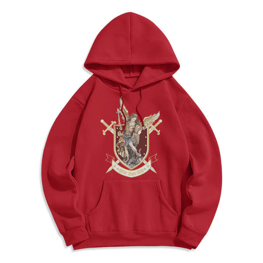 Classic Style Saint Michael the Archangel Fleece Lined Polyester Hoodie