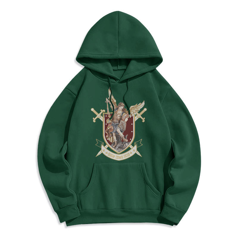 Classic Style Saint Michael the Archangel Fleece Lined Polyester Hoodie