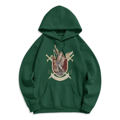 Classic Style Saint Michael the Archangel Fleece Lined Polyester Hoodie