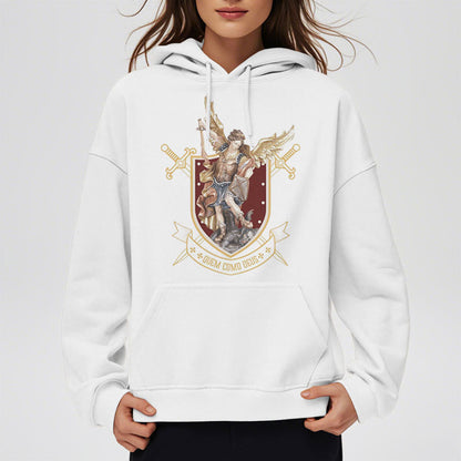Classic Style Saint Michael the Archangel Fleece Lined Polyester Hoodie