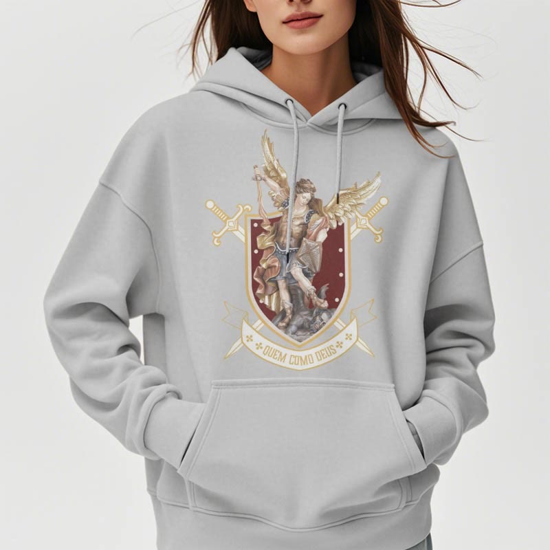 Classic Style Saint Michael the Archangel Fleece Lined Polyester Hoodie