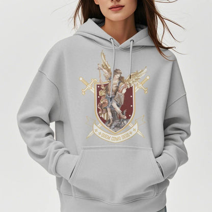 Classic Style Saint Michael the Archangel Fleece Lined Polyester Hoodie
