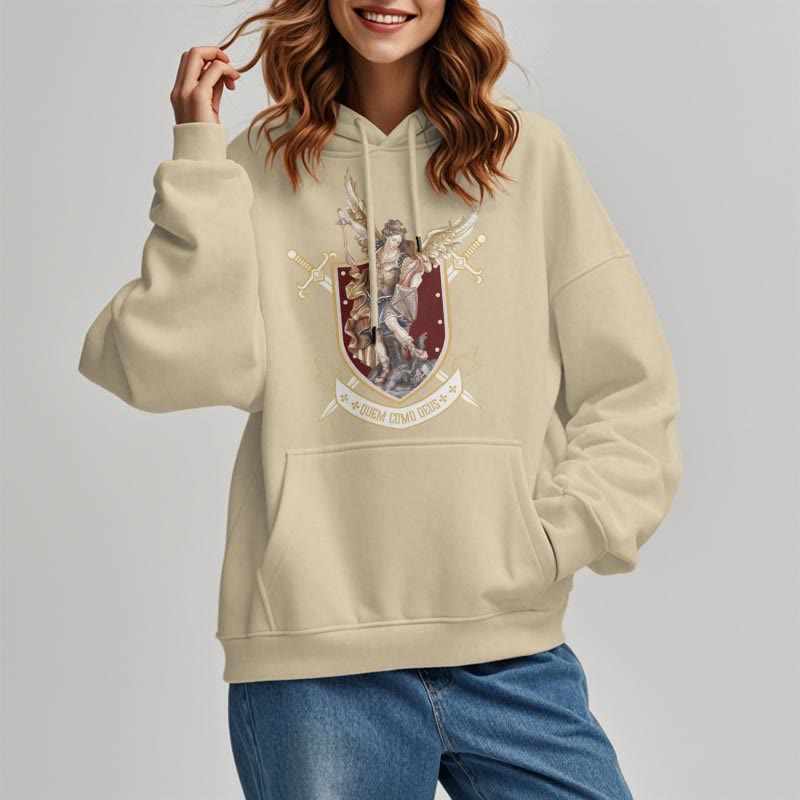 Classic Style Saint Michael the Archangel Fleece Lined Polyester Hoodie