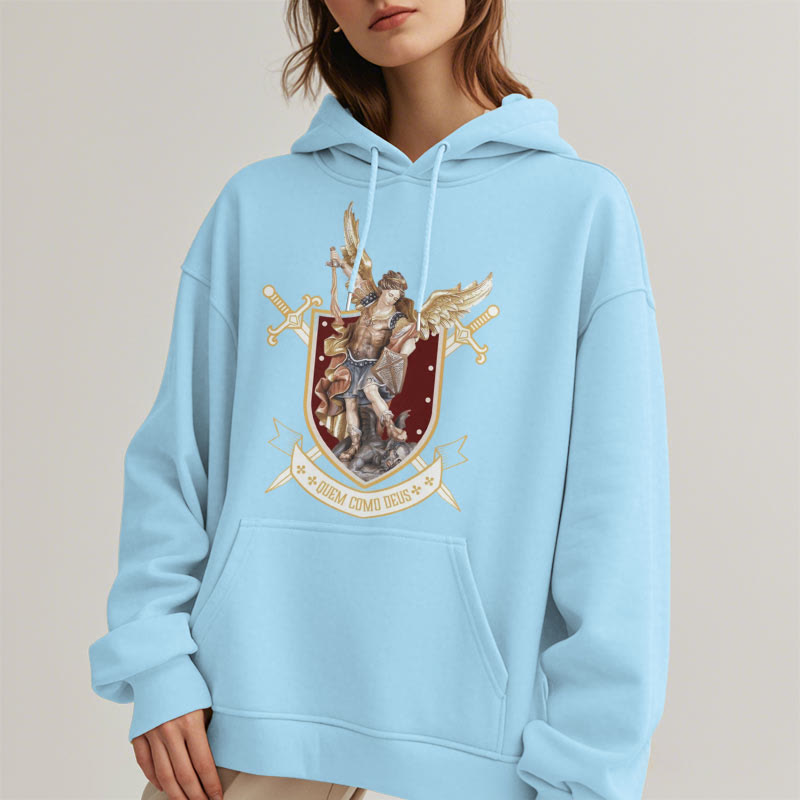 Classic Style Saint Michael the Archangel Fleece Lined Polyester Hoodie