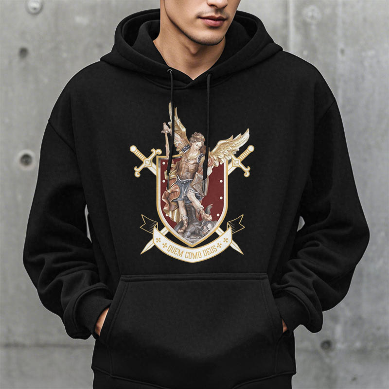 Classic Style Saint Michael the Archangel Fleece Lined Polyester Hoodie