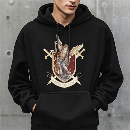 Classic Style Saint Michael the Archangel Fleece Lined Polyester Hoodie