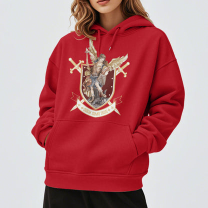 Classic Style Saint Michael the Archangel Fleece Lined Polyester Hoodie