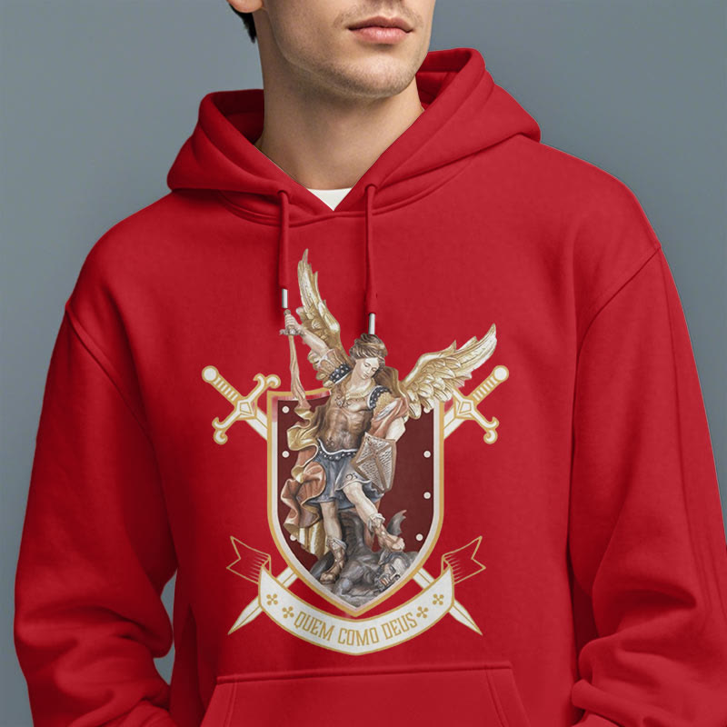 Classic Style Saint Michael the Archangel Fleece Lined Polyester Hoodie