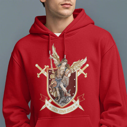 Classic Style Saint Michael the Archangel Fleece Lined Polyester Hoodie