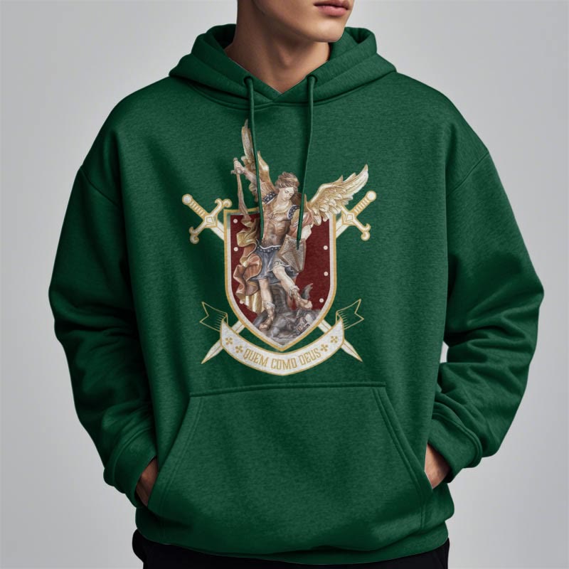 Classic Style Saint Michael the Archangel Fleece Lined Polyester Hoodie