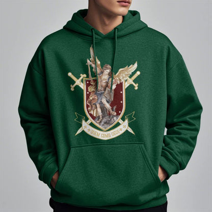 Classic Style Saint Michael the Archangel Fleece Lined Polyester Hoodie