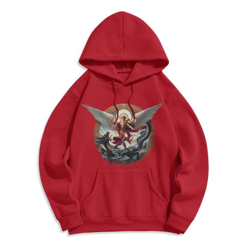 Classic Colored Style Triumph of Archangel Michael Fleece Lined Polyester Hoodie