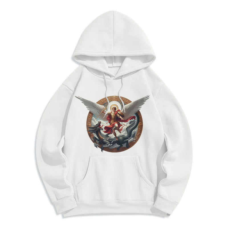 Classic Colored Style Triumph of Archangel Michael Fleece Lined Polyester Hoodie