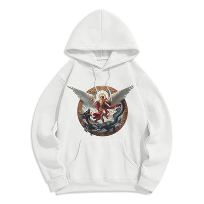 Classic Colored Style Triumph of Archangel Michael Fleece Lined Polyester Hoodie