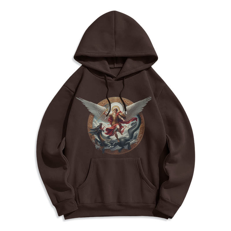 Classic Colored Style Triumph of Archangel Michael Fleece Lined Polyester Hoodie
