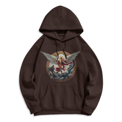 Classic Colored Style Triumph of Archangel Michael Fleece Lined Polyester Hoodie