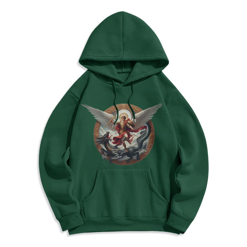 Classic Colored Style Triumph of Archangel Michael Fleece Lined Polyester Hoodie