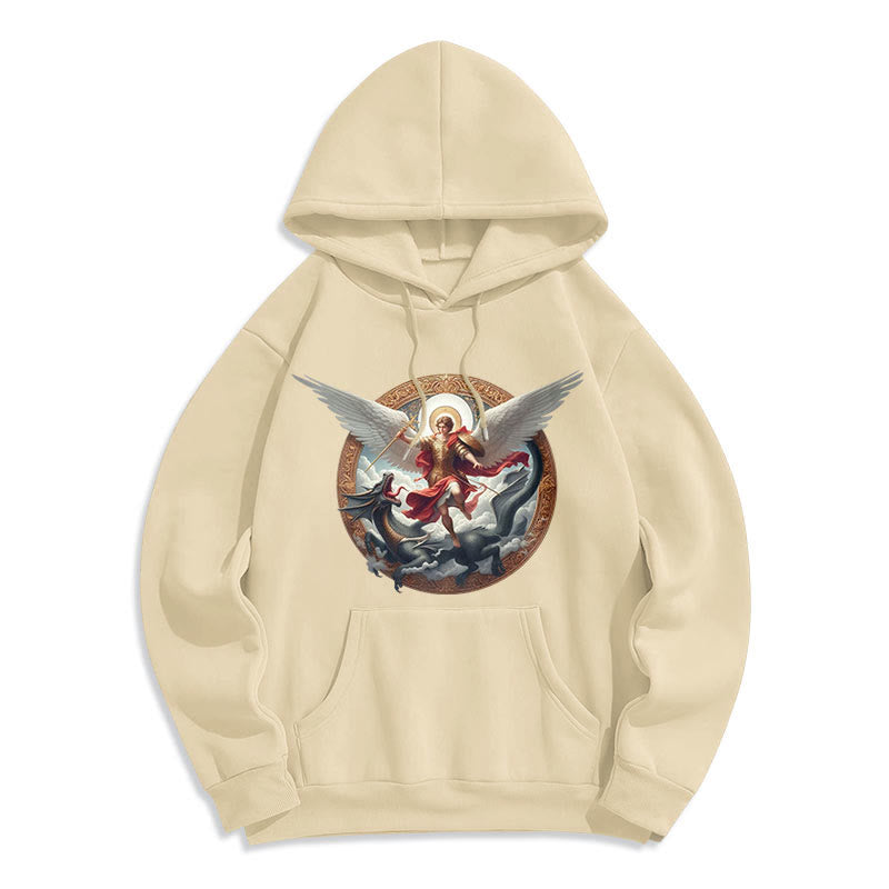 Classic Colored Style Triumph of Archangel Michael Fleece Lined Polyester Hoodie