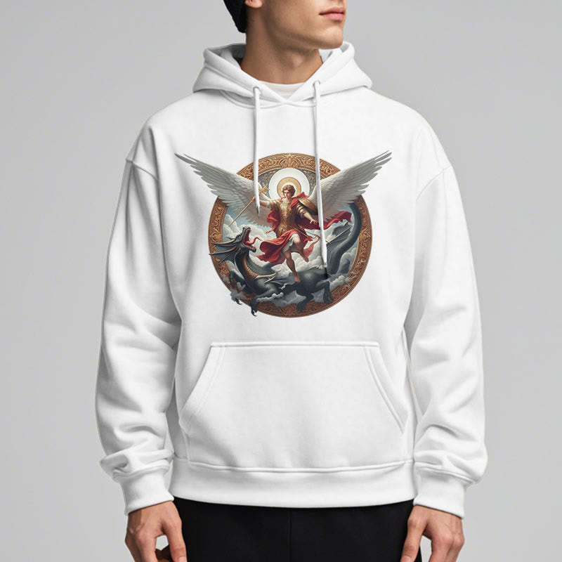 Classic Colored Style Triumph of Archangel Michael Fleece Lined Polyester Hoodie