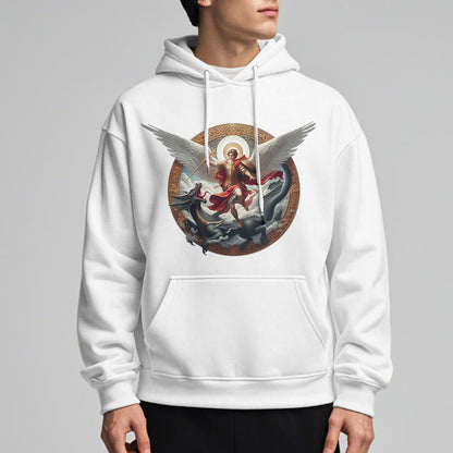 Classic Colored Style Triumph of Archangel Michael Fleece Lined Polyester Hoodie